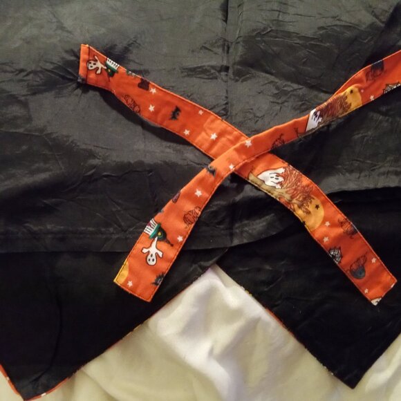 Halloween Vest Orange w/haunted houses & ghost 1X Basic Edition Cotton/Acetate - Picture 4 of 5